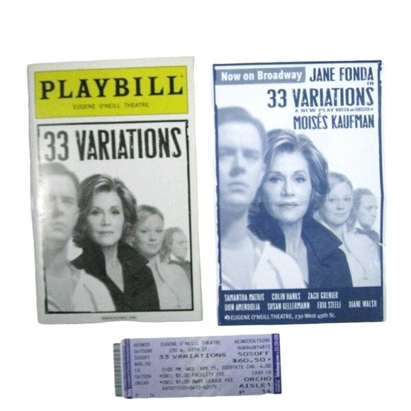 33 Variations Playbill April 2009 Eugene O'Neill Theatre Ticket Jane Fonda Hanks - Picture 1 of 7